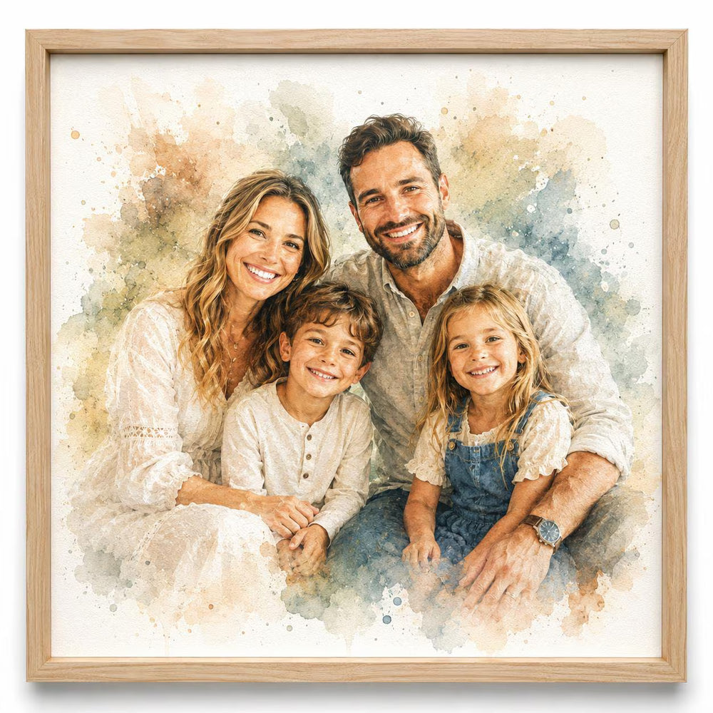 Custom Family Watercolour Portrait from Photo