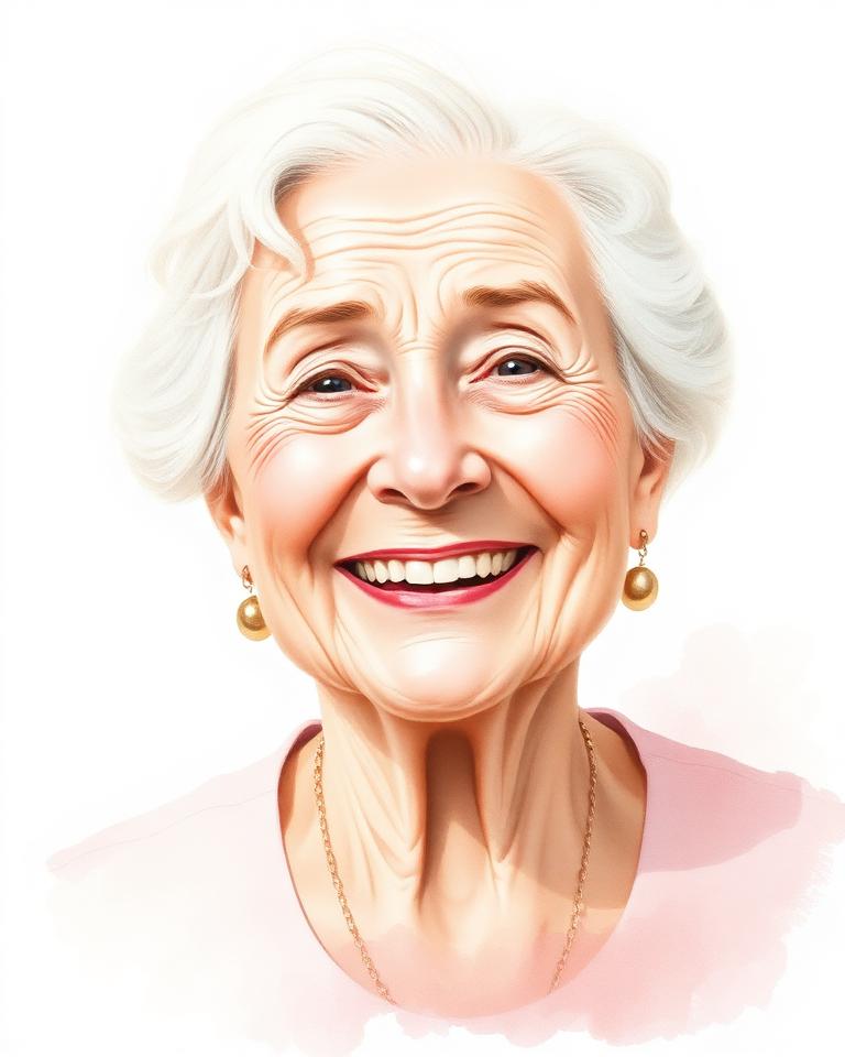 Hand-painted watercolor portrait result: Dark phone snap of Nan