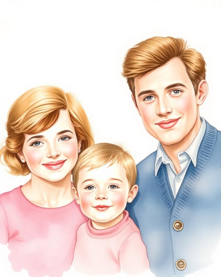 Hand-painted watercolor portrait result: Damaged heirloom print