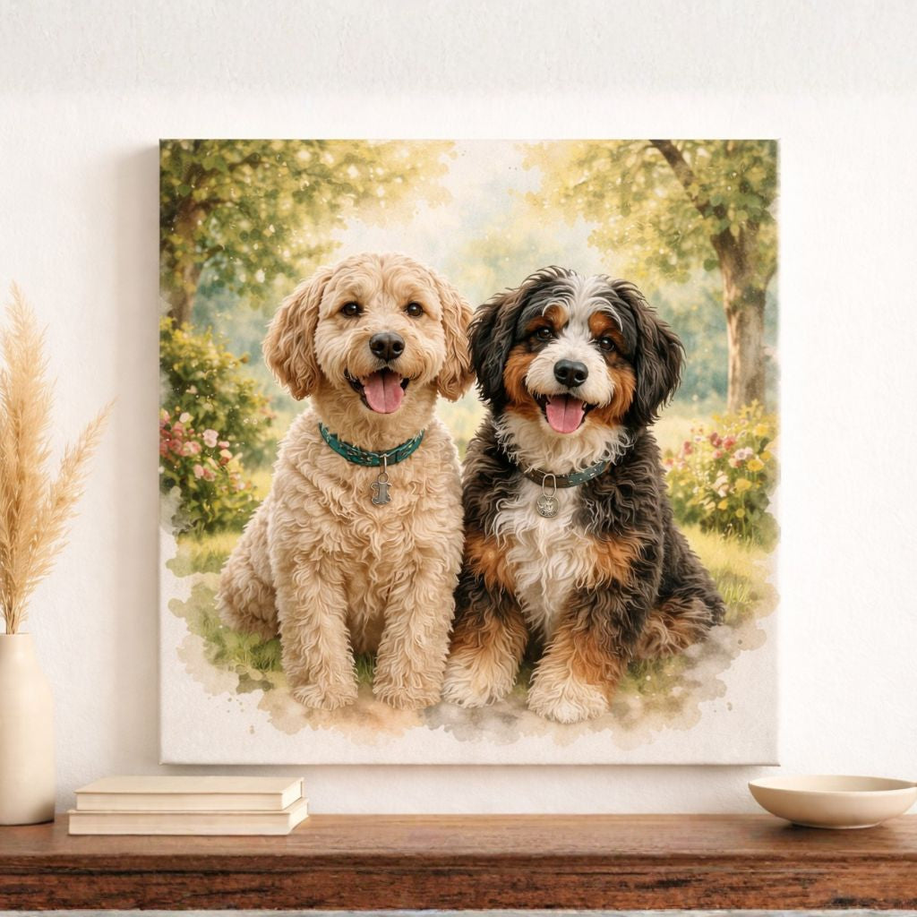 Custom Watercolour Pet Portrait from Photo – Personalised Pet Painting, Watercolour Pet Artwork Gift