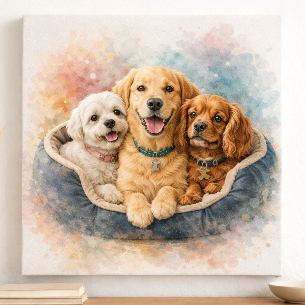 Custom Watercolour Pet Portrait from Photo – Personalised Pet Painting, Watercolour Pet Artwork Gift