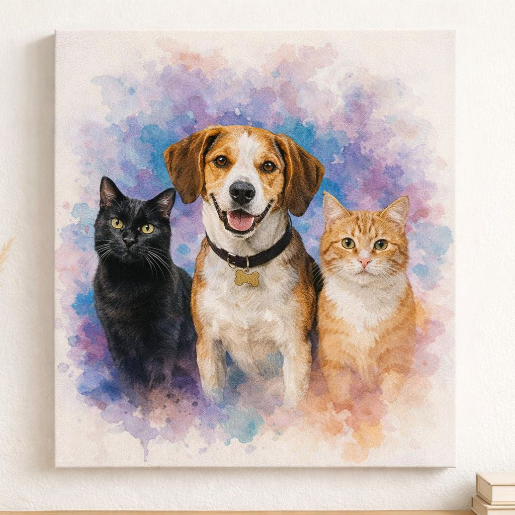 Custom Watercolour Pet Portrait from Photo – Personalised Pet Painting, Watercolour Pet Artwork Gift