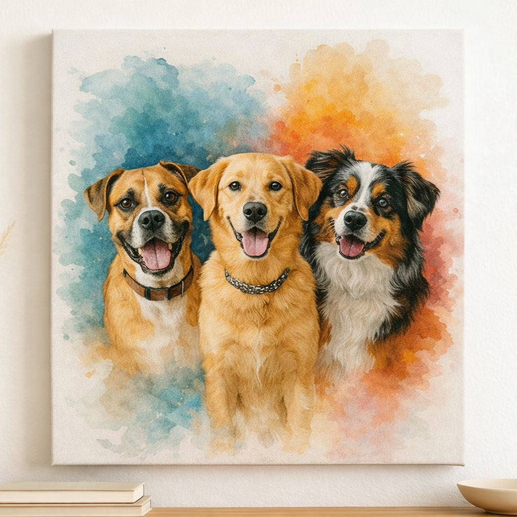 Custom Watercolour Pet Portrait from Photo – Personalised Pet Painting, Watercolour Pet Artwork Gift