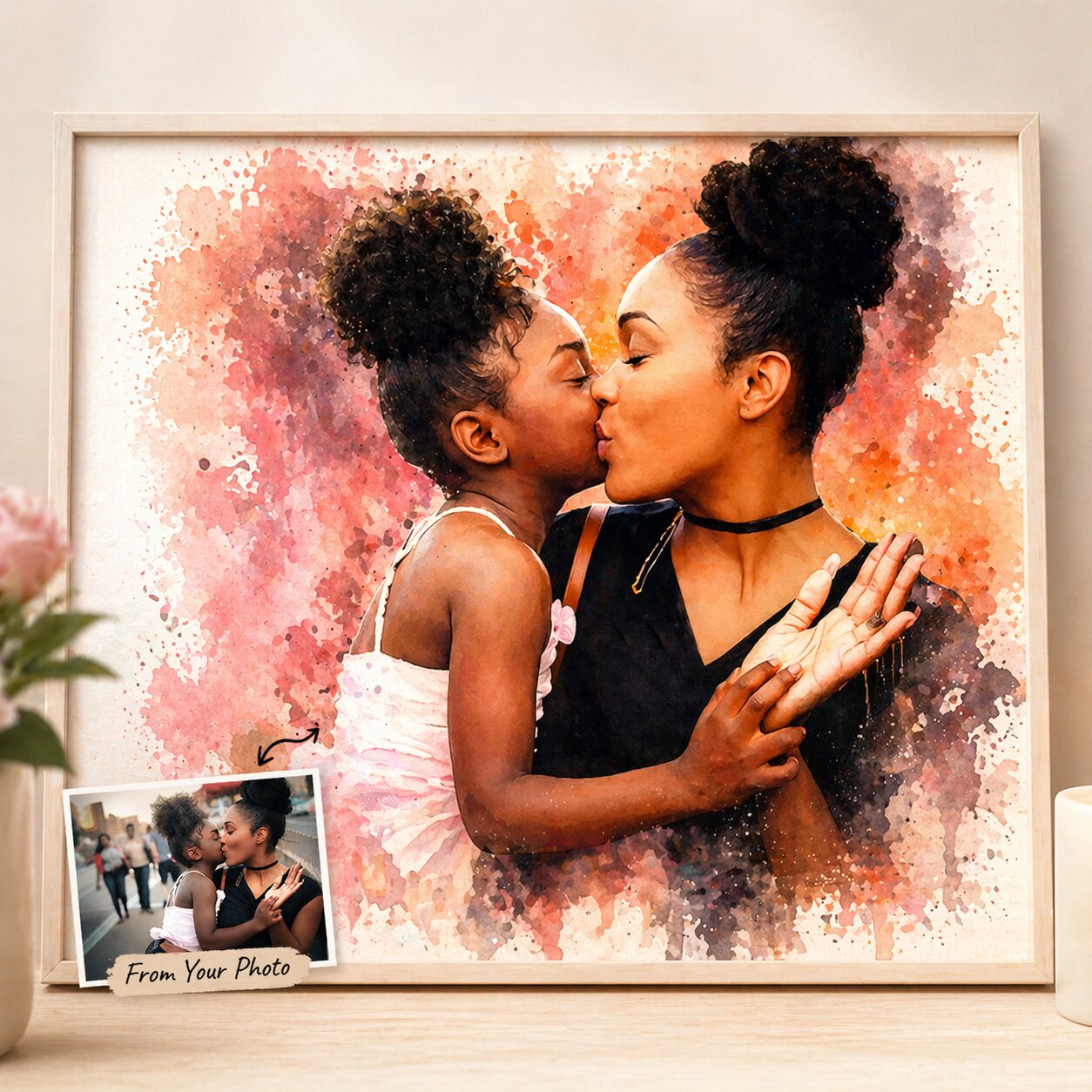 Custom Portrait from Photo | Personalised Watercolour Family Artwork