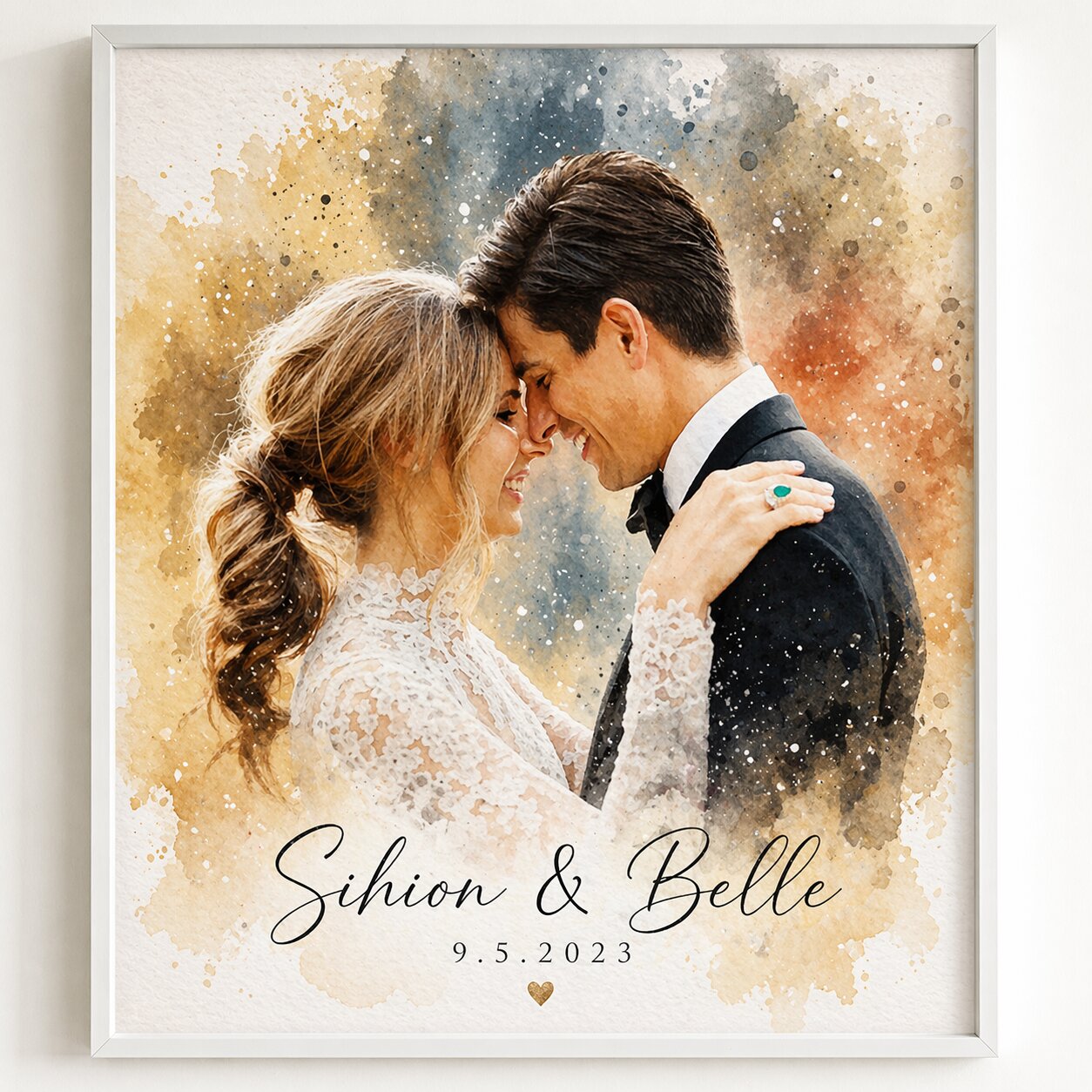 Personalised Watercolour Couple , Custom Wedding Portrait From Photo Gift