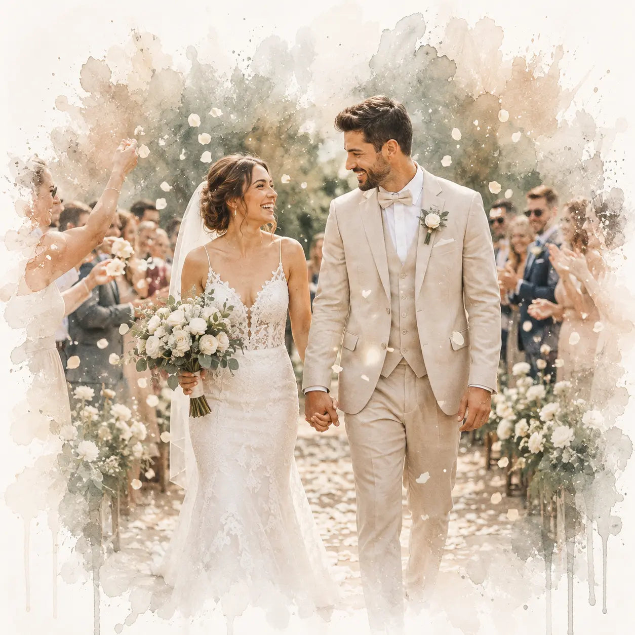 Recreate Wedding Moment from Photo Custom Watercolour Wedding Portrait Keepsake