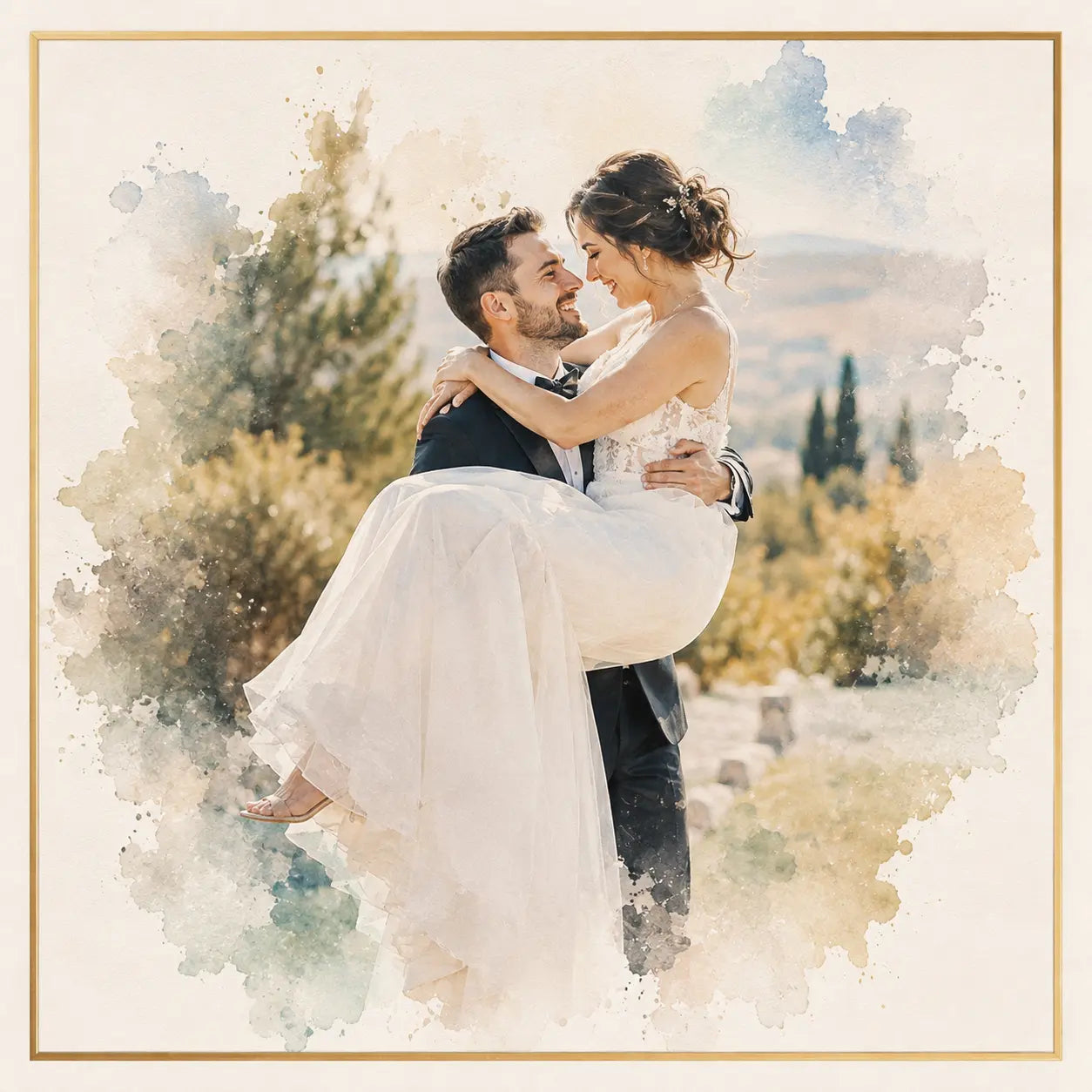 Recreate Wedding Moment from Photo Custom Watercolour Wedding Portrait Keepsake
