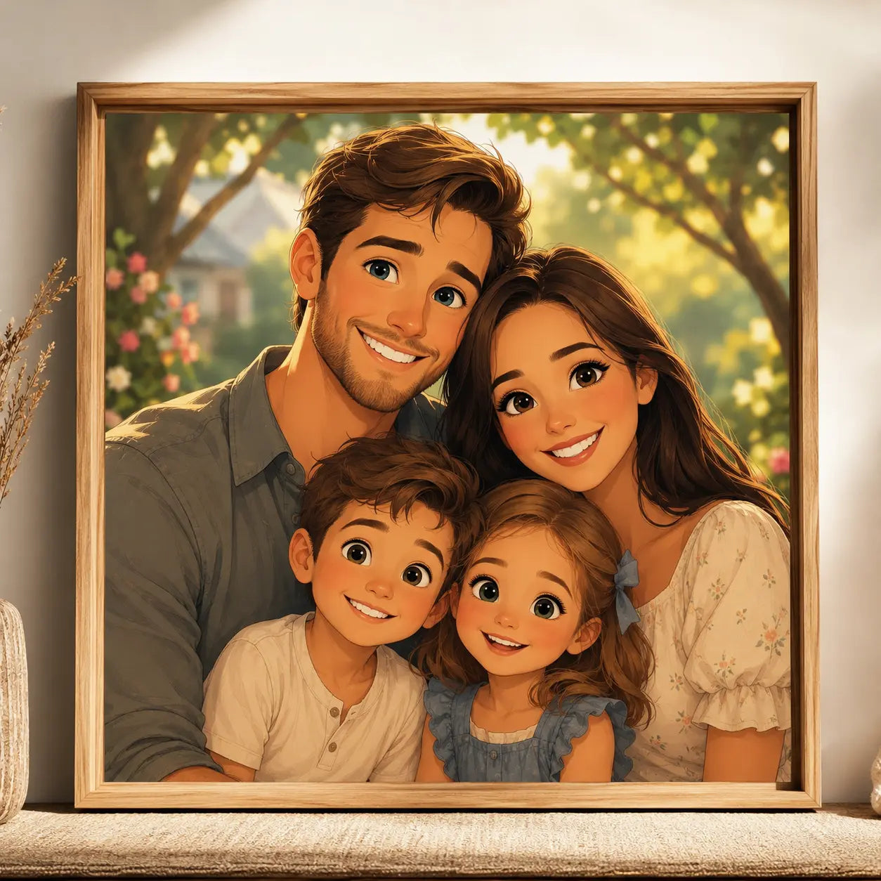 Custom Fairytale Portrait from Photo Personalised Storybook Family Cartoon Artwork