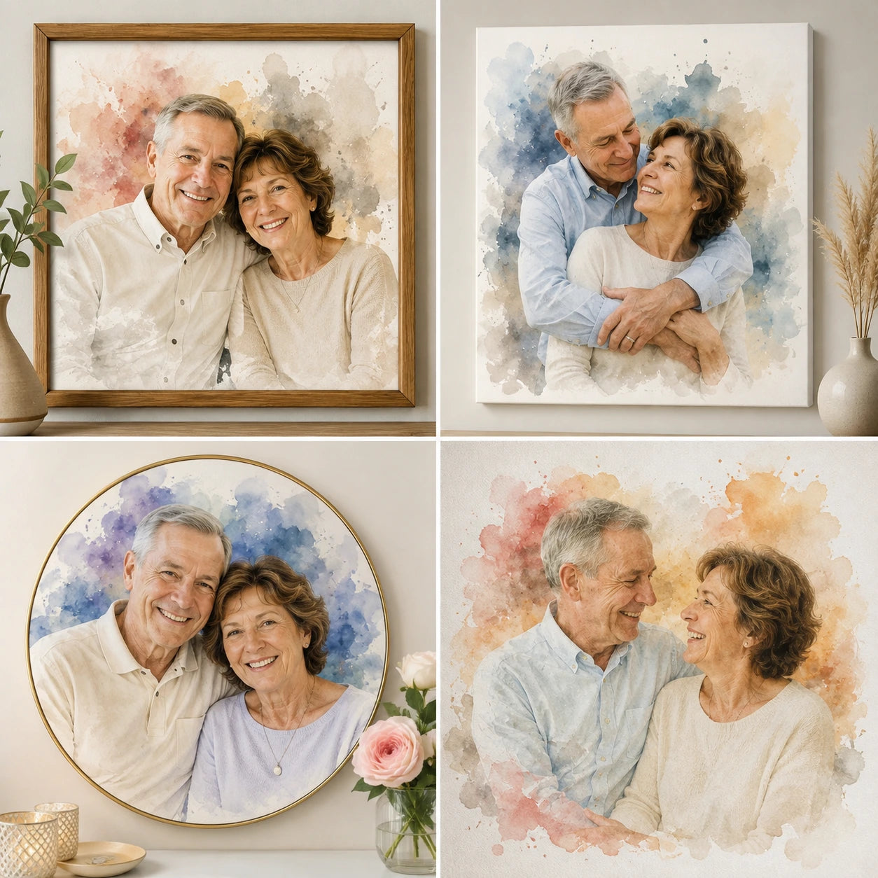 Custom Anniversary Portrait from Photo Personalised Watercolour Couple Gift