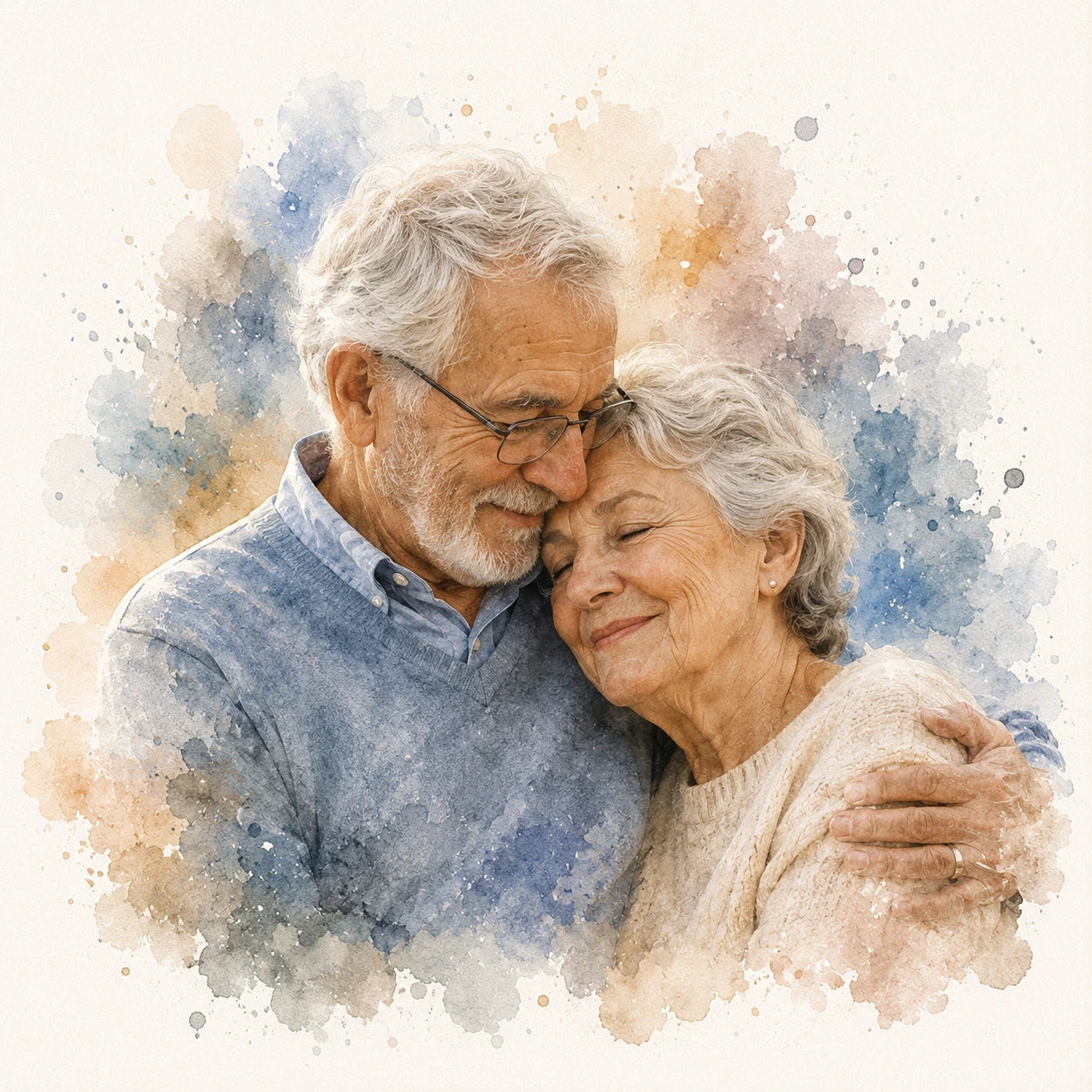 Custom Anniversary Portrait from Photo Personalised Watercolour Couple Gift