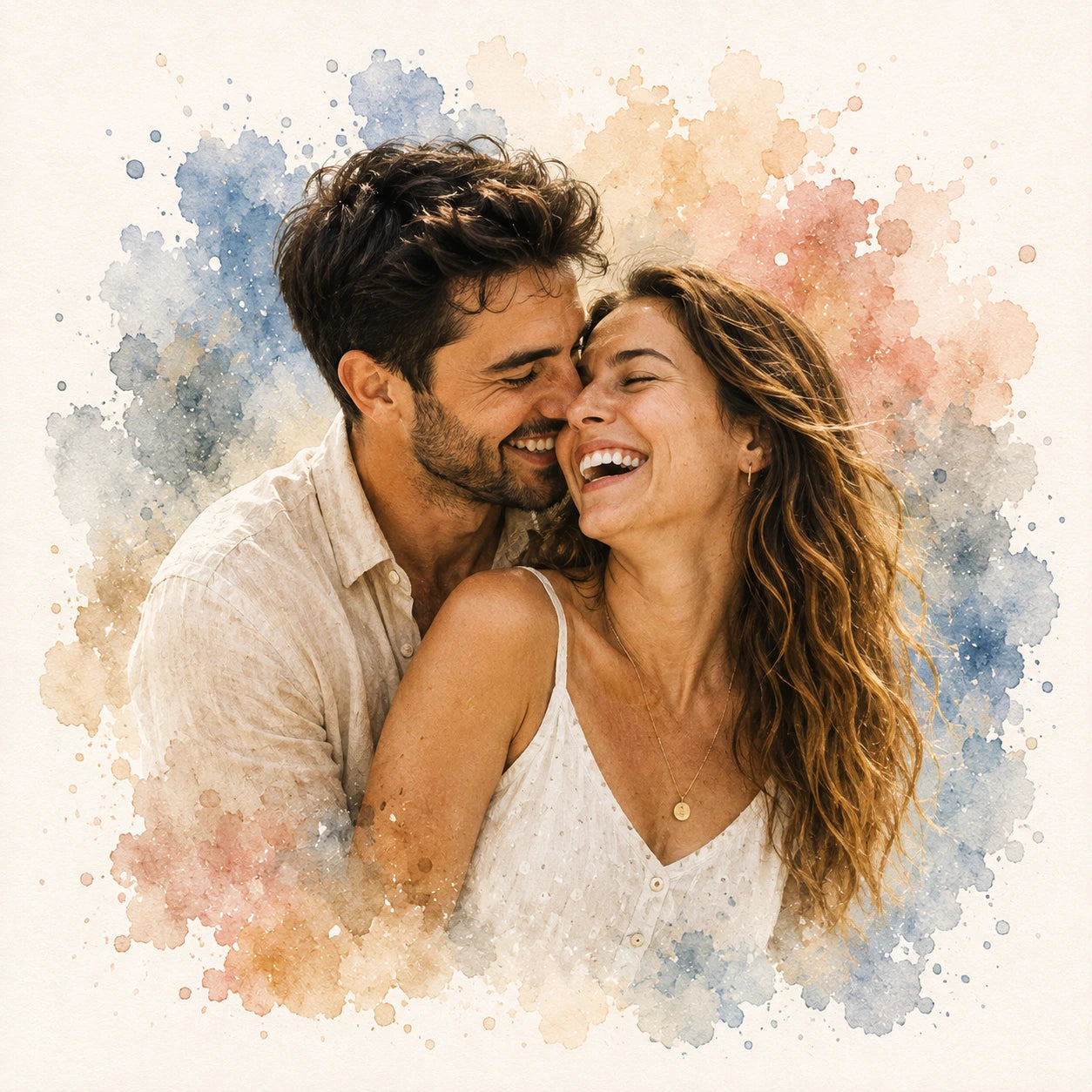 Custom Anniversary Portrait from Photo Personalised Watercolour Couple Gift