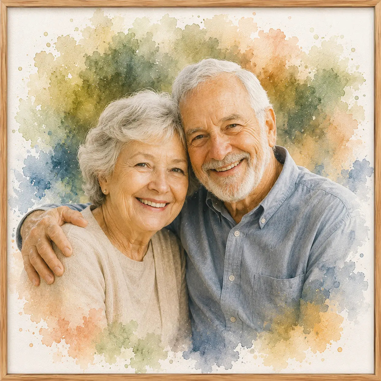Custom Grandparents Portrait from Photo Personalised Watercolour Family Keepsake Gift