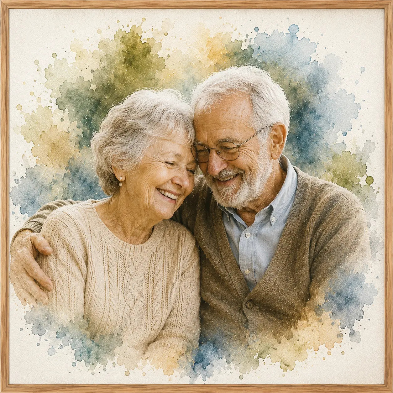 Custom Grandparents Portrait from Photo Personalised Watercolour Family Keepsake Gift