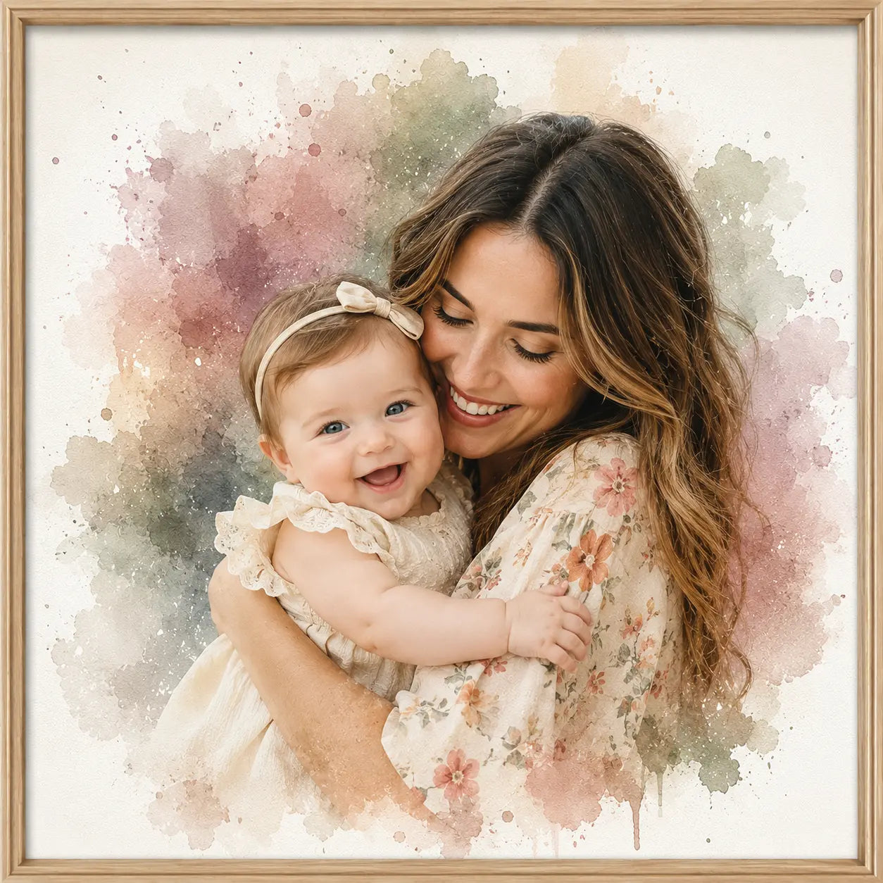 Custom Godparent Gift Portrait from Photo Personalised Watercolour Keepsake