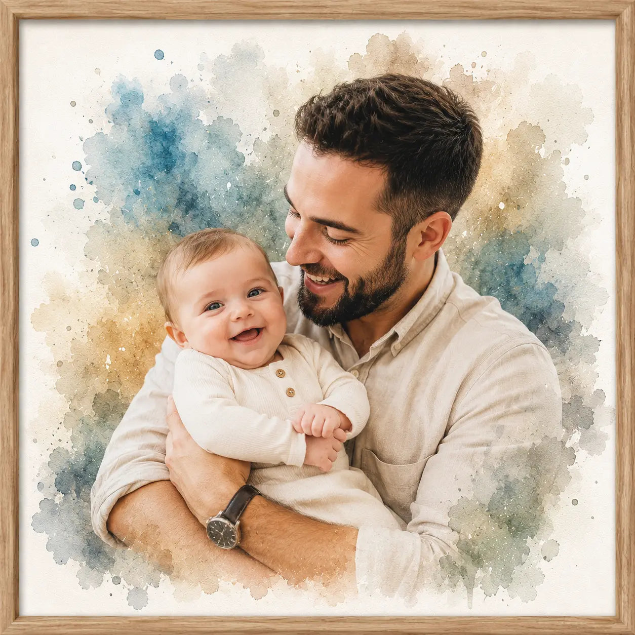 Custom Godparent Gift Portrait from Photo Personalised Watercolour Keepsake