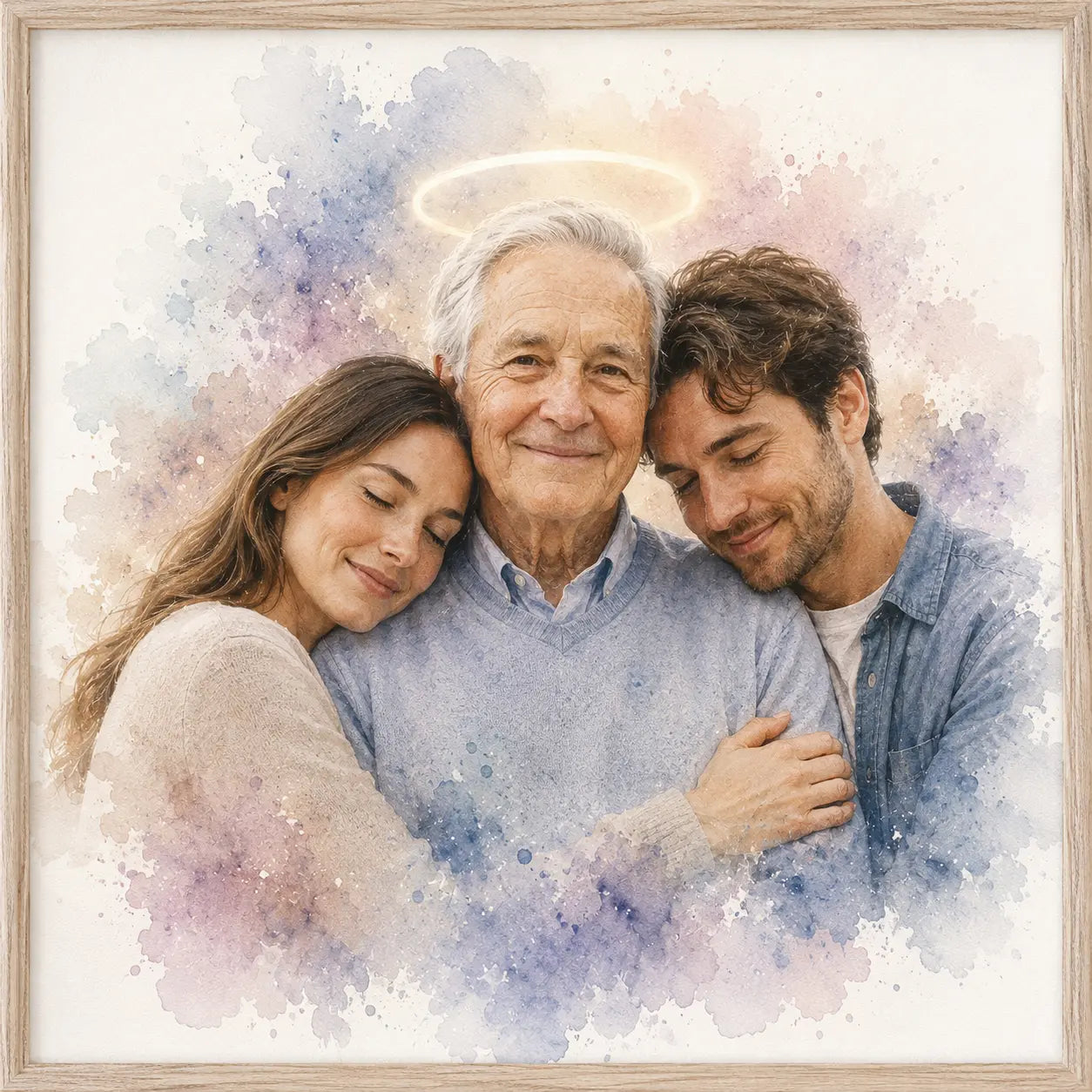 Custom Deceased Remembrance Portrait from Photo Personalised Memorial Watercolour Gift