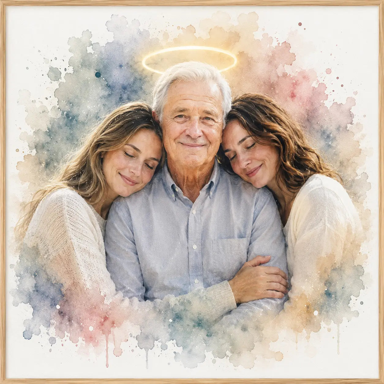 Custom Deceased Remembrance Portrait from Photo Personalised Memorial Watercolour Gift