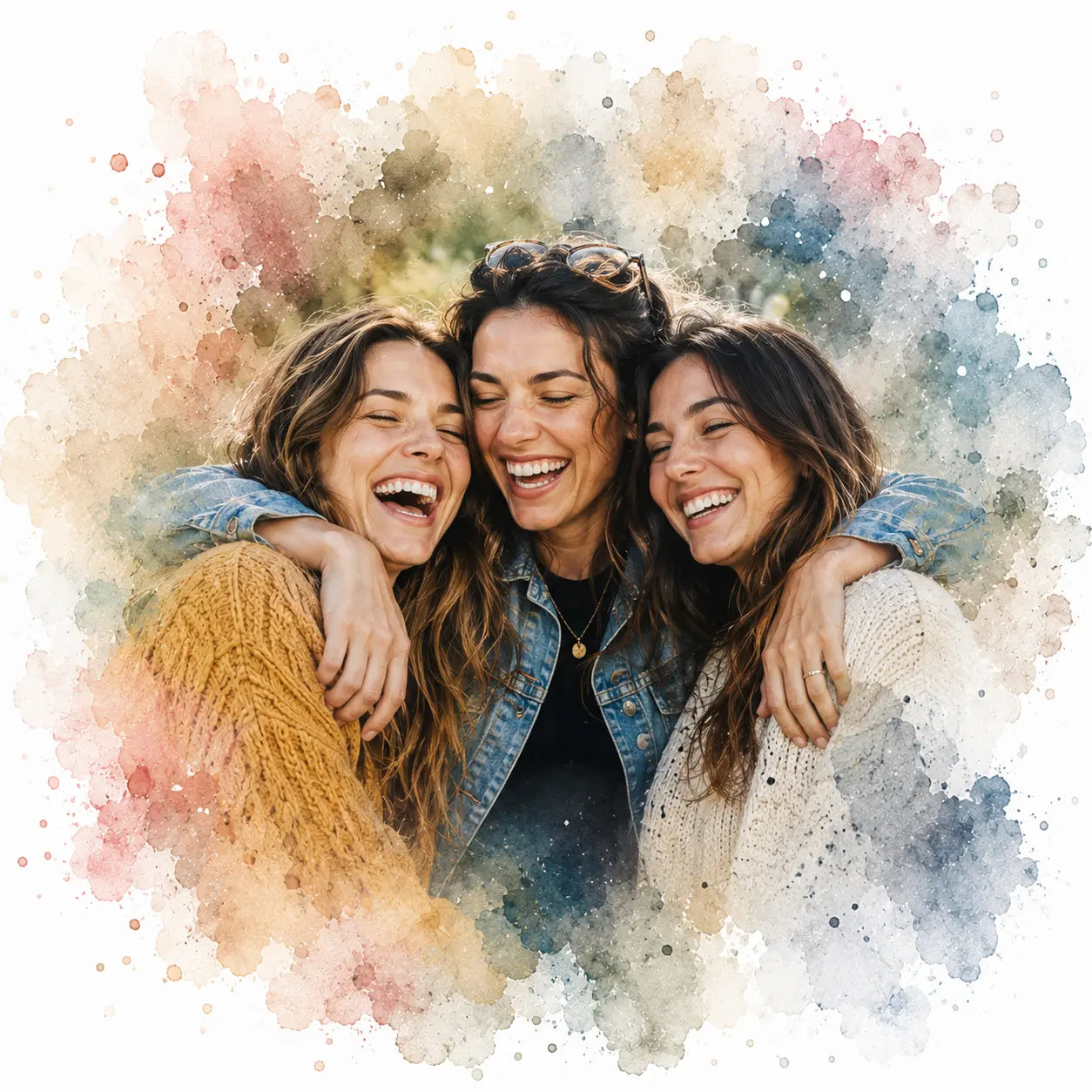 Gift for Lifelong Friendships Personalised Best Friends Watercolour Portrait from Photo