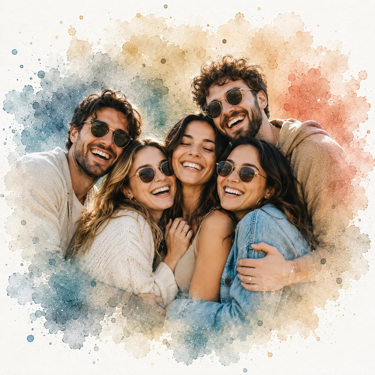 Gift for Lifelong Friendships Personalised Best Friends Watercolour Portrait from Photo
