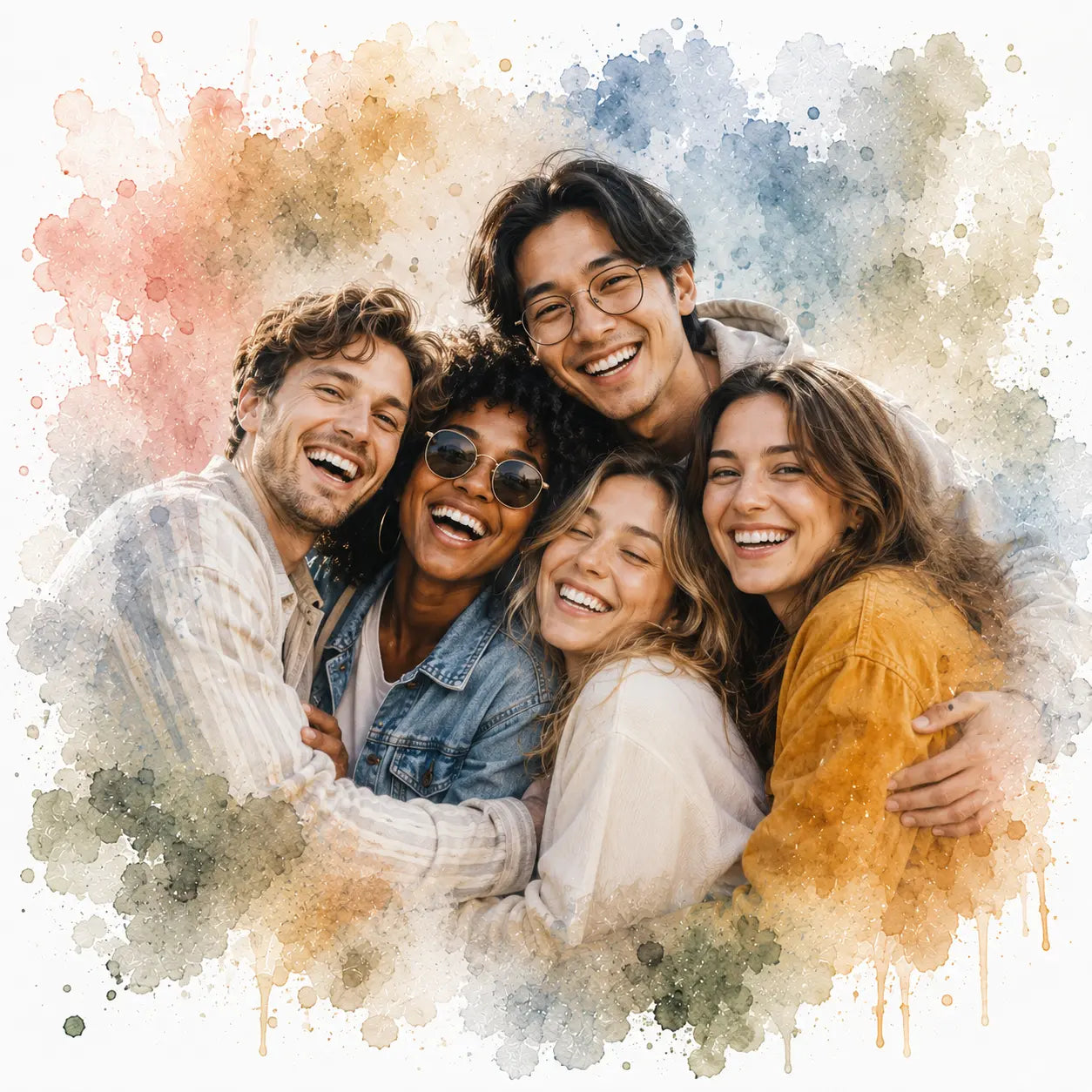 Gift for Lifelong Friendships Personalised Best Friends Watercolour Portrait from Photo