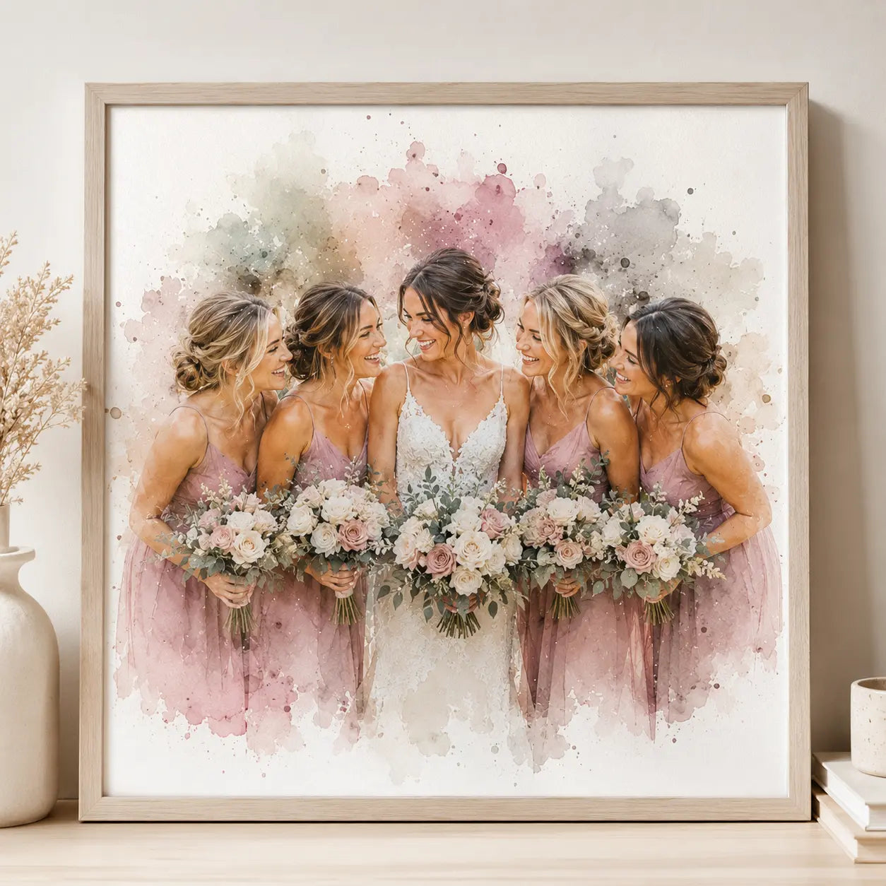 Bridesmaid Thank You Gift Personalised Watercolour Portrait from Photo Wedding Keepsake