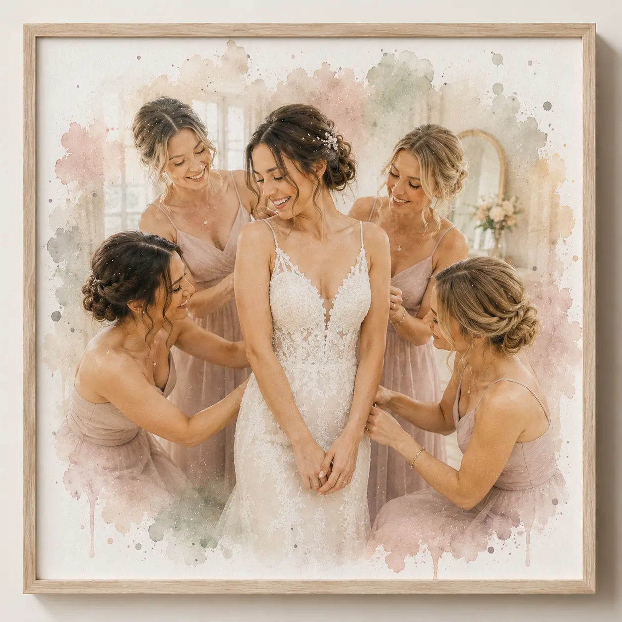 Bridesmaid Thank You Gift Personalised Watercolour Portrait from Photo Wedding Keepsake