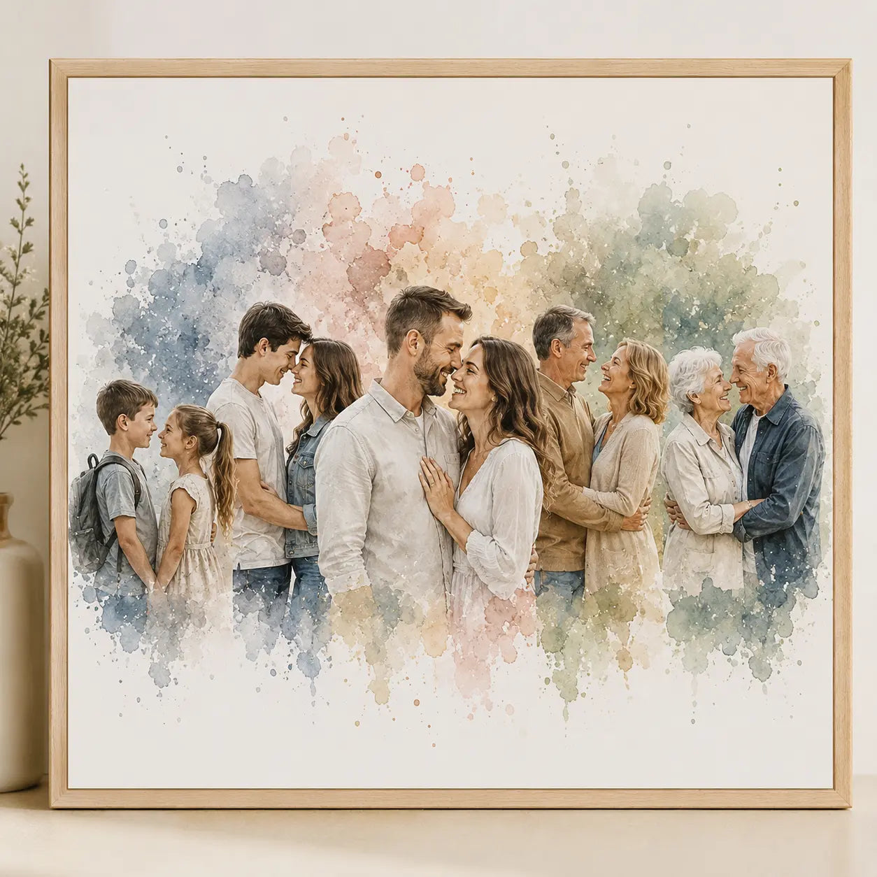 Relationship Journey Portrait from Photo Personalised Watercolour Couple Keepsake