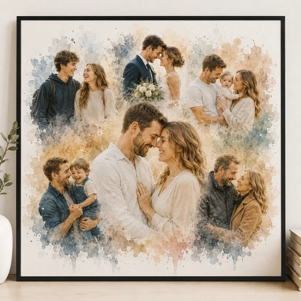 Relationship Journey Portrait from Photo Personalised Watercolour Couple Keepsake