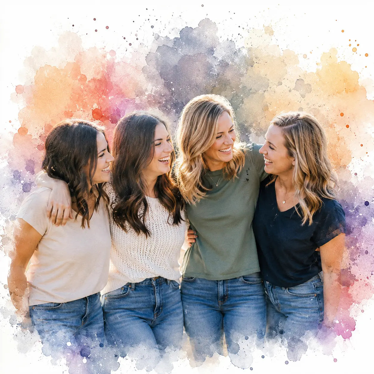 Custom Best Friends Reunion Portrait from Photo Personalised Watercolour Friendship Gift
