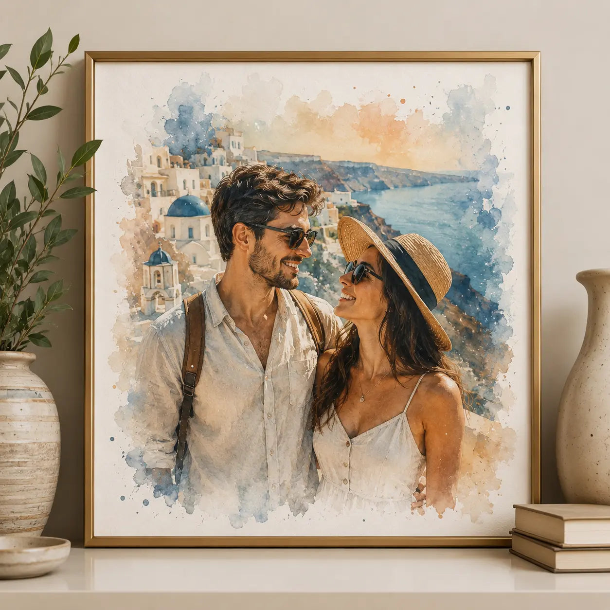 Custom Travel Memory Portrait from Photo Personalised Watercolour Holiday Artwork