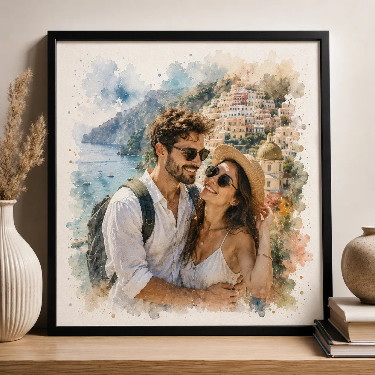 Custom Travel Memory Portrait from Photo Personalised Watercolour Holiday Artwork