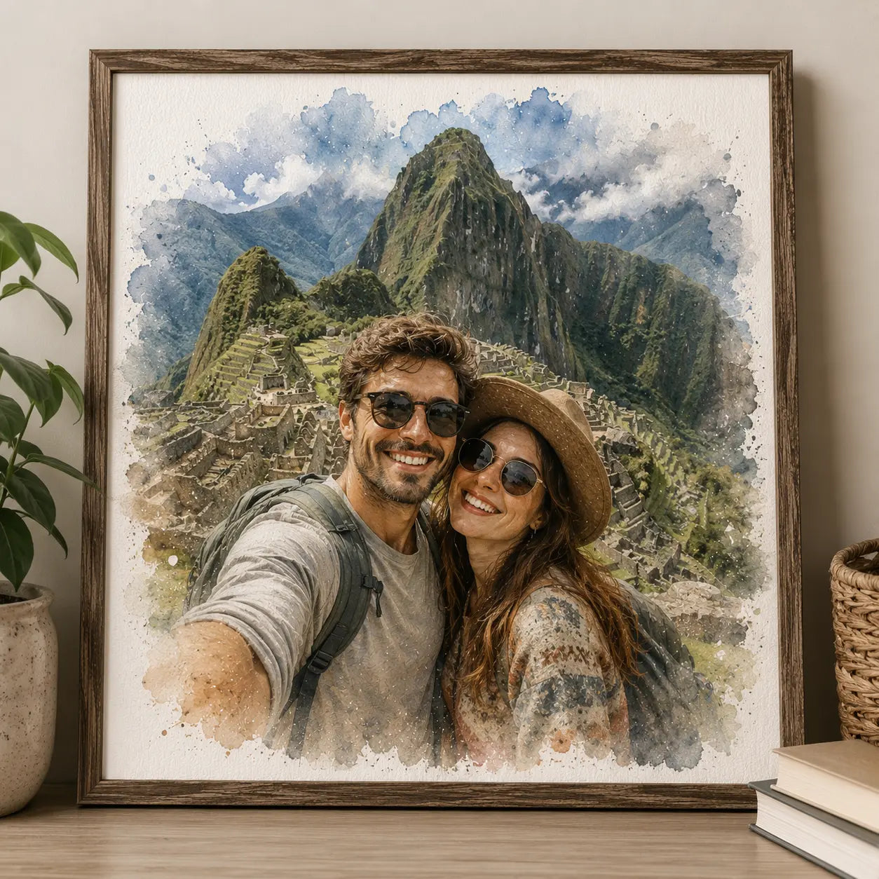 Custom Travel Memory Portrait from Photo Personalised Watercolour Holiday Artwork