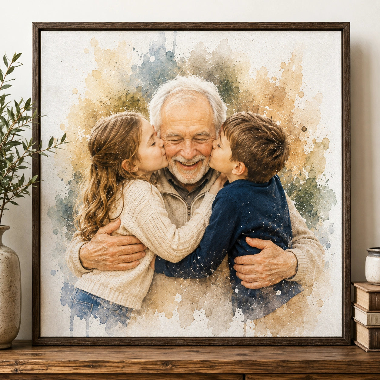 Sentimental Yearly Tradition Gift Personalised Family Watercolour Portrait from Photo