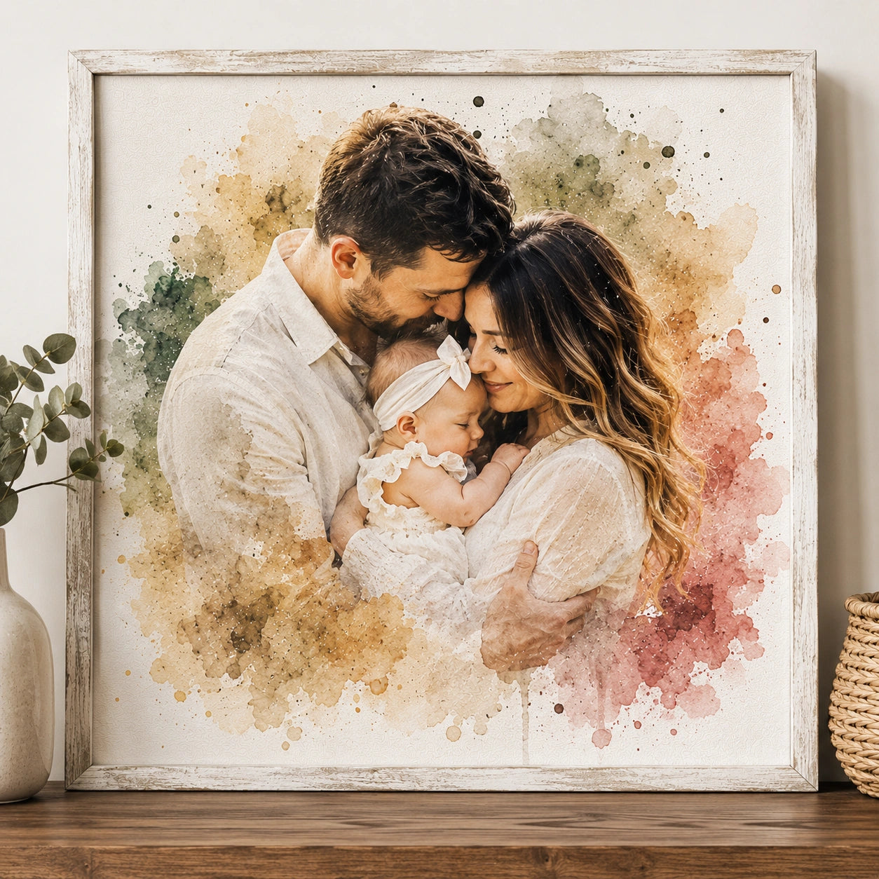 Sentimental Yearly Tradition Gift Personalised Family Watercolour Portrait from Photo