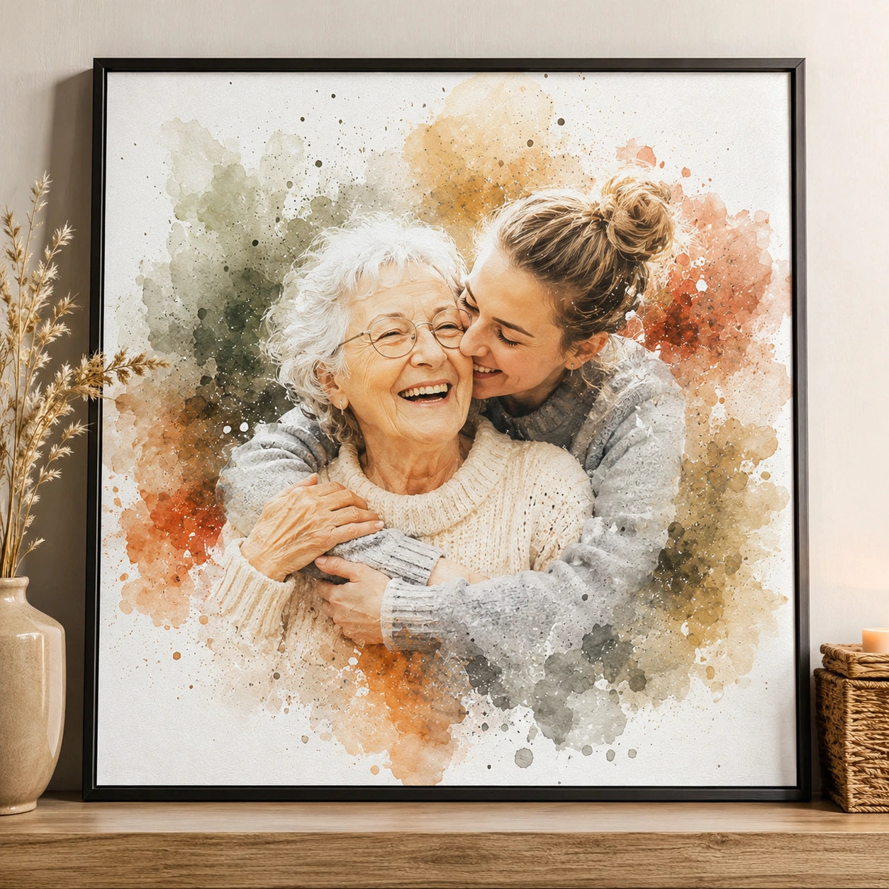 Sentimental Yearly Tradition Gift Personalised Family Watercolour Portrait from Photo