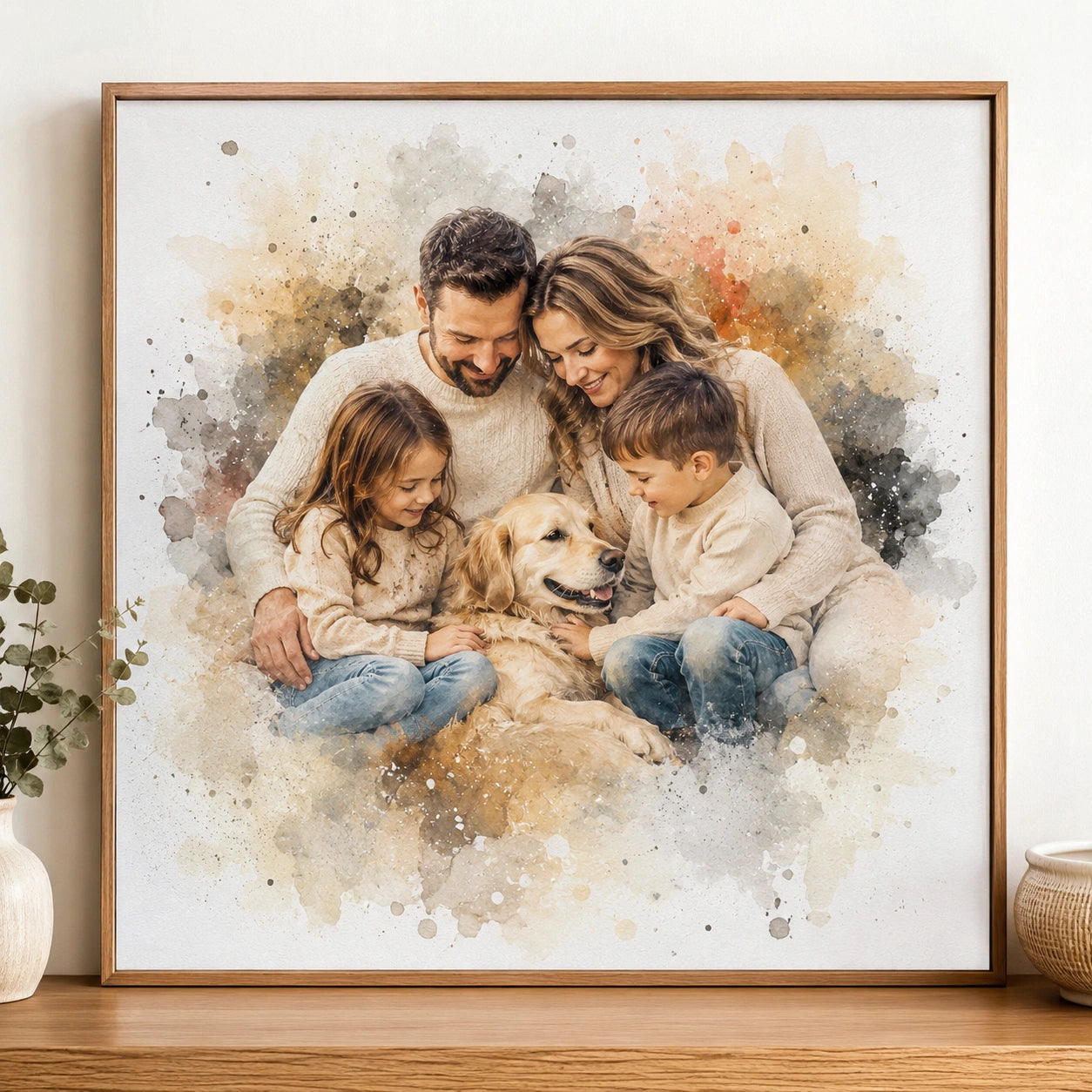 Sentimental Yearly Tradition Gift Personalised Family Watercolour Portrait from Photo