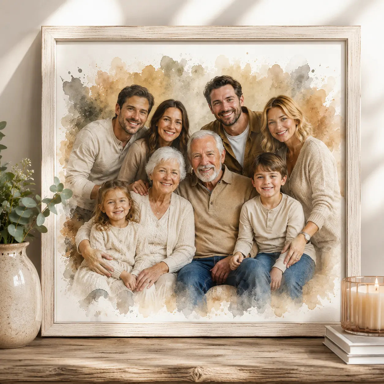 Sympathy Remembrance Gift Personalised Memorial Portrait from Photo Watercolour Artwork