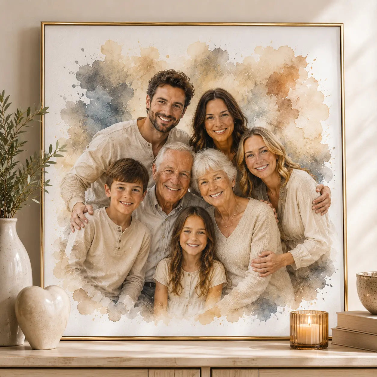 Sympathy Remembrance Gift Personalised Memorial Portrait from Photo Watercolour Artwork