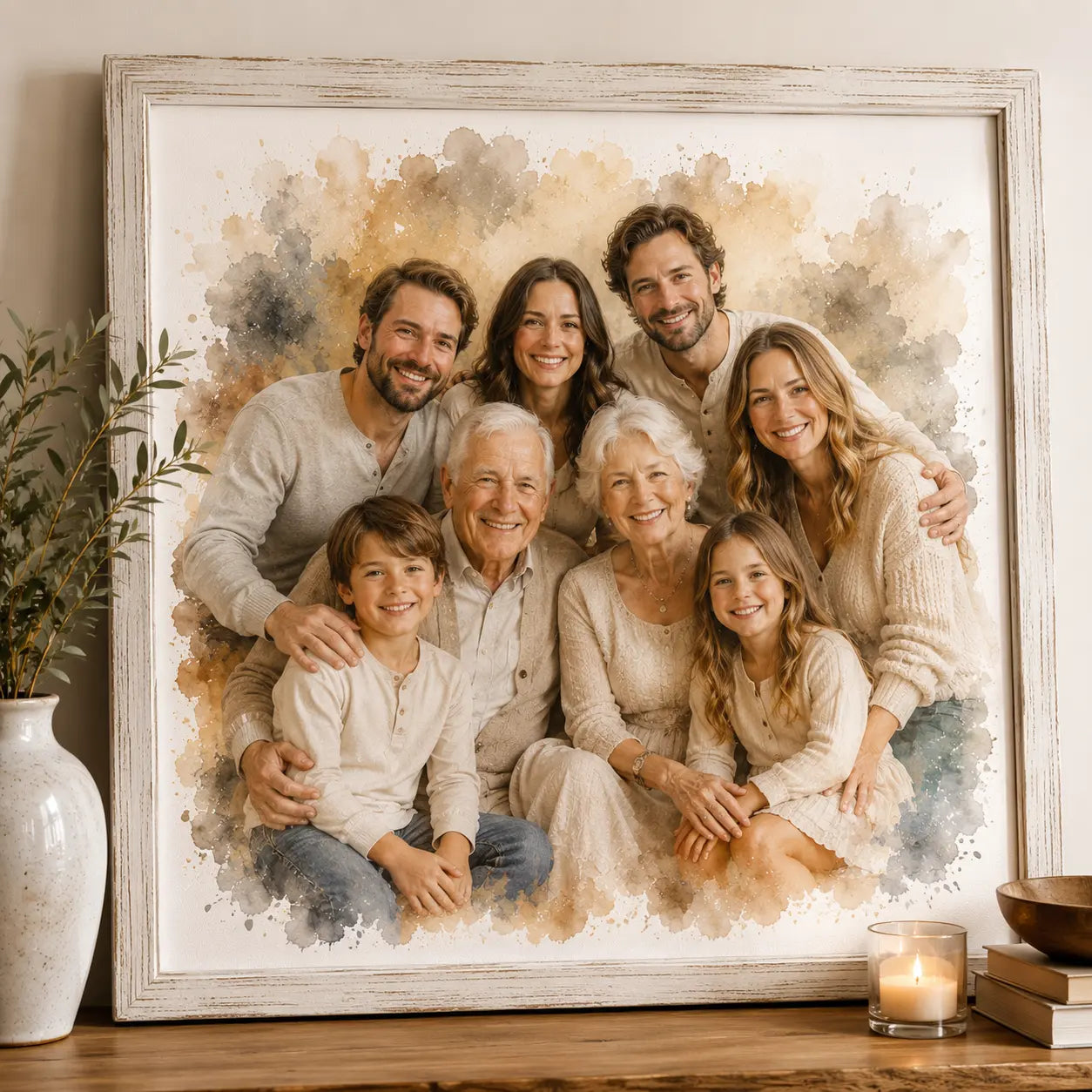 Sympathy Remembrance Gift Personalised Memorial Portrait from Photo Watercolour Artwork