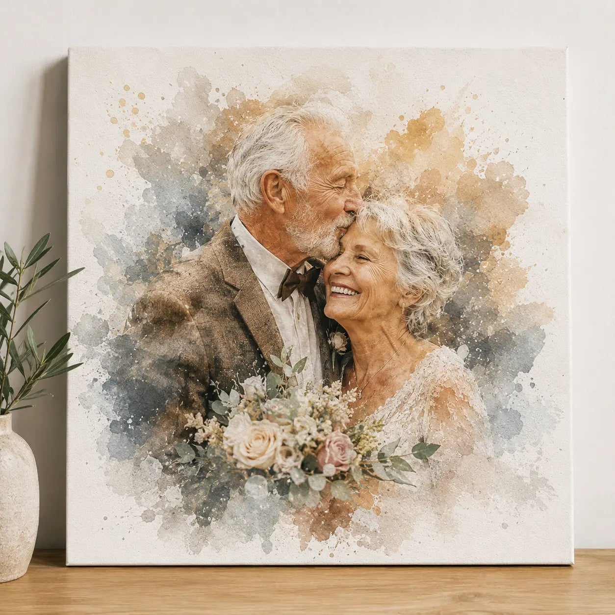 Milestone Memory Art from Photo Personalised Watercolour Keepsake Portrait