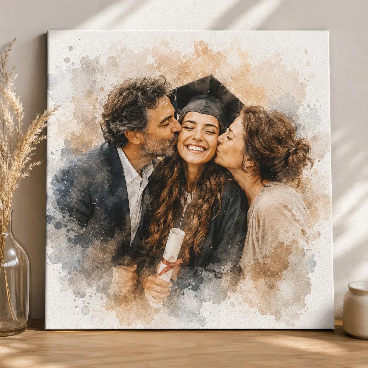 Milestone Memory Art from Photo Personalised Watercolour Keepsake Portrait