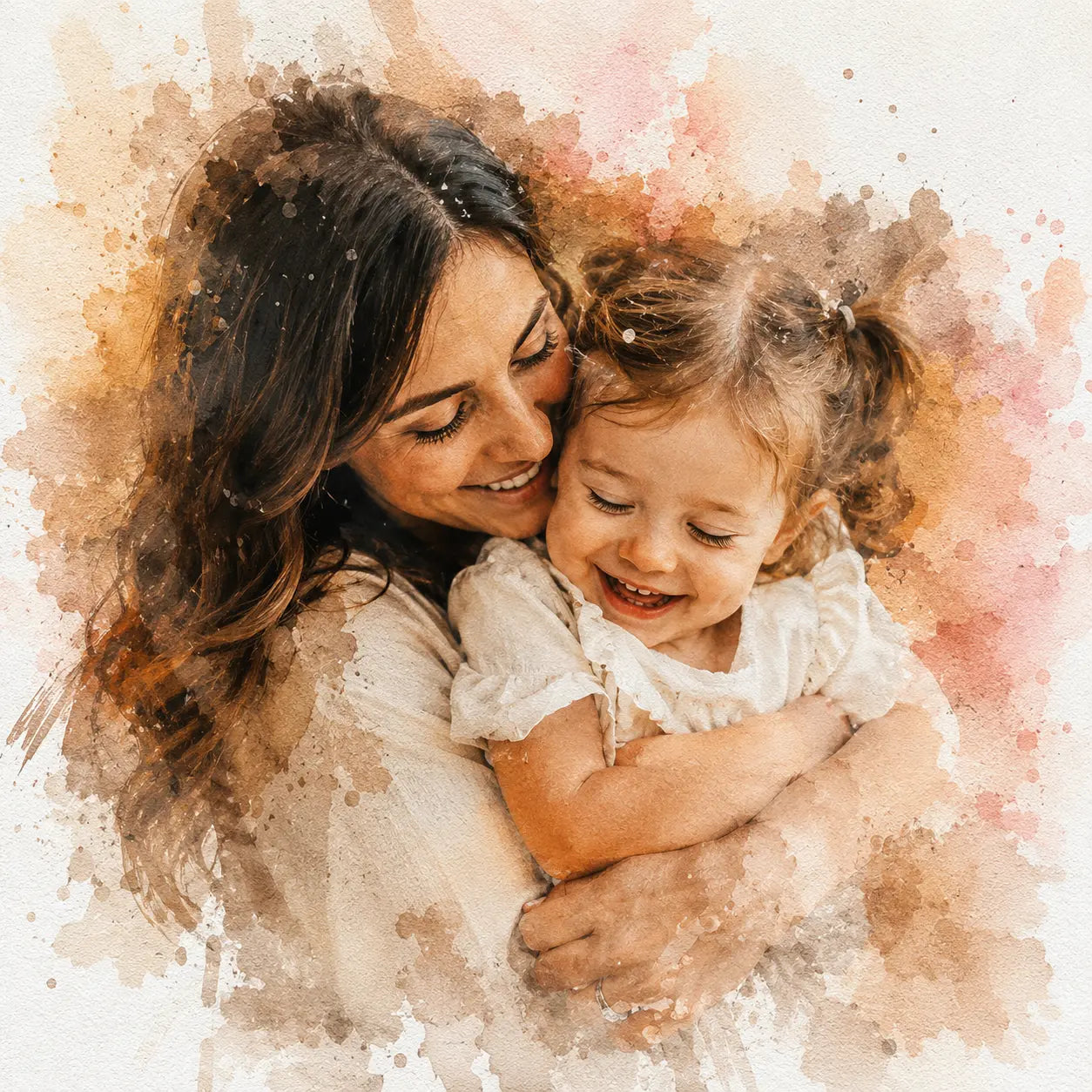 Godparent Gift from Photo Personalised Watercolour Portrait Christening Baptism Keepsake