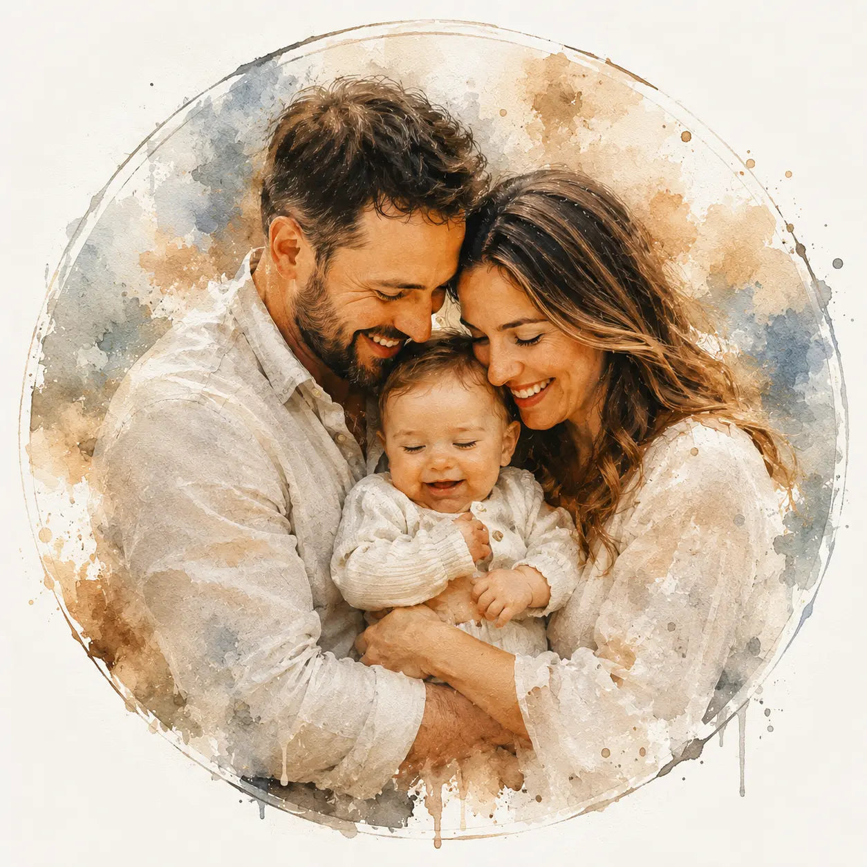 Godparent Gift from Photo Personalised Watercolour Portrait Christening Baptism Keepsake