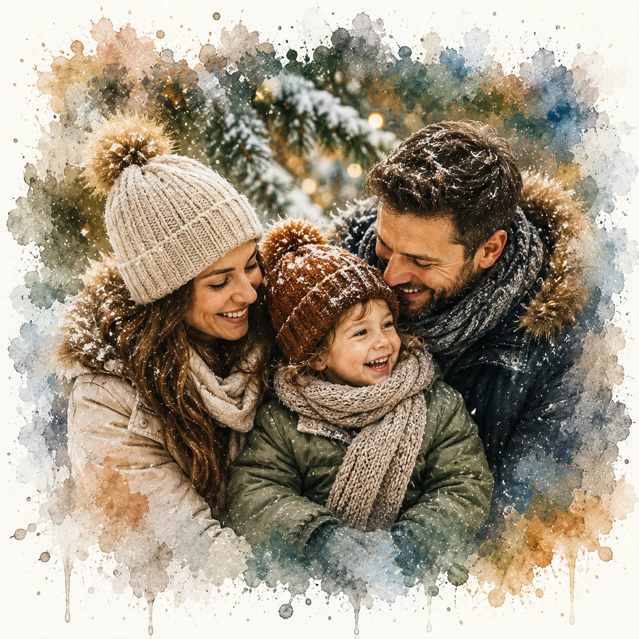 Personalised Watercolour Portrait from Photo Family Keepsake Gift for Christmas Birthdays