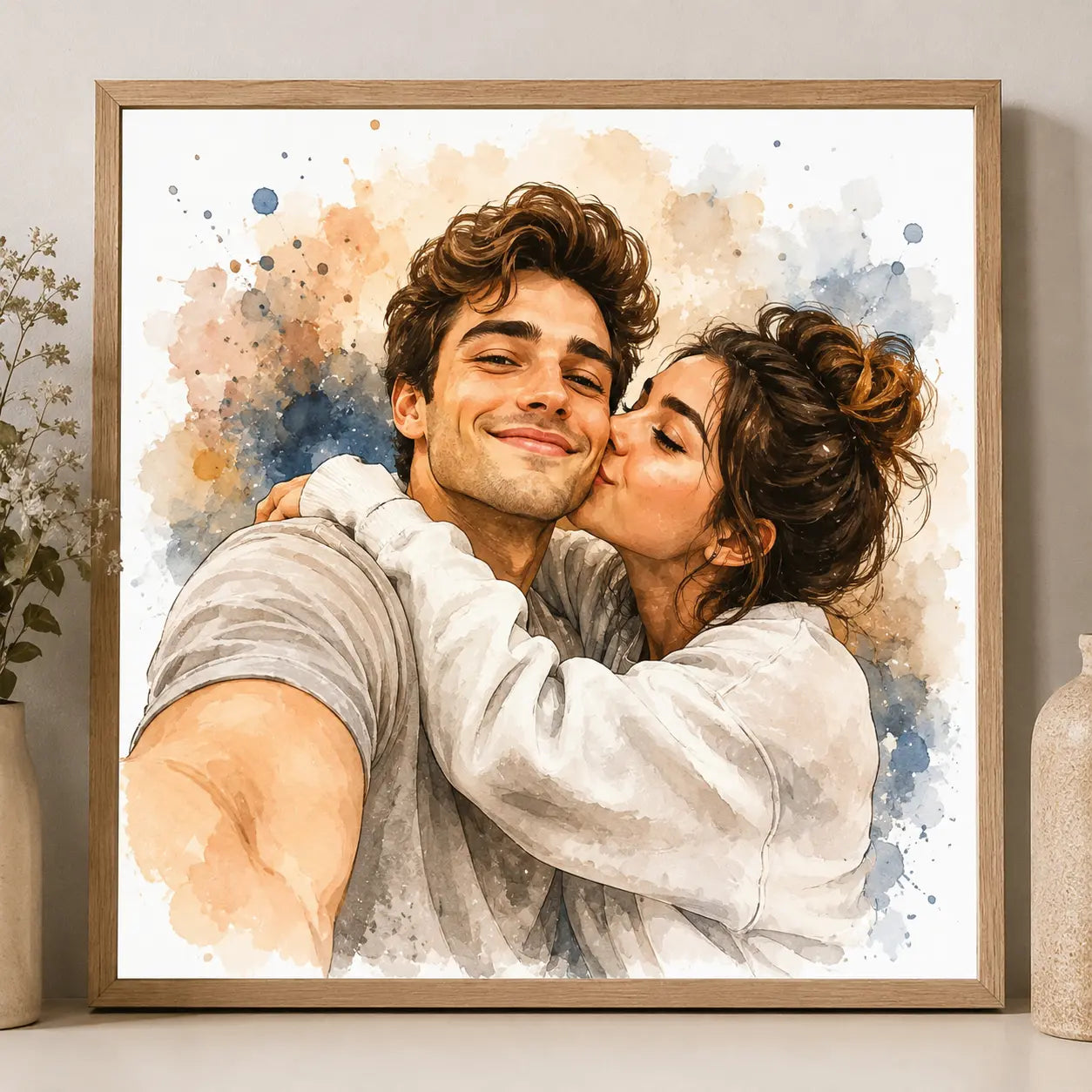 Custom Cartoon Couple Portrait from Photo Personalised Romantic Illustration Gift