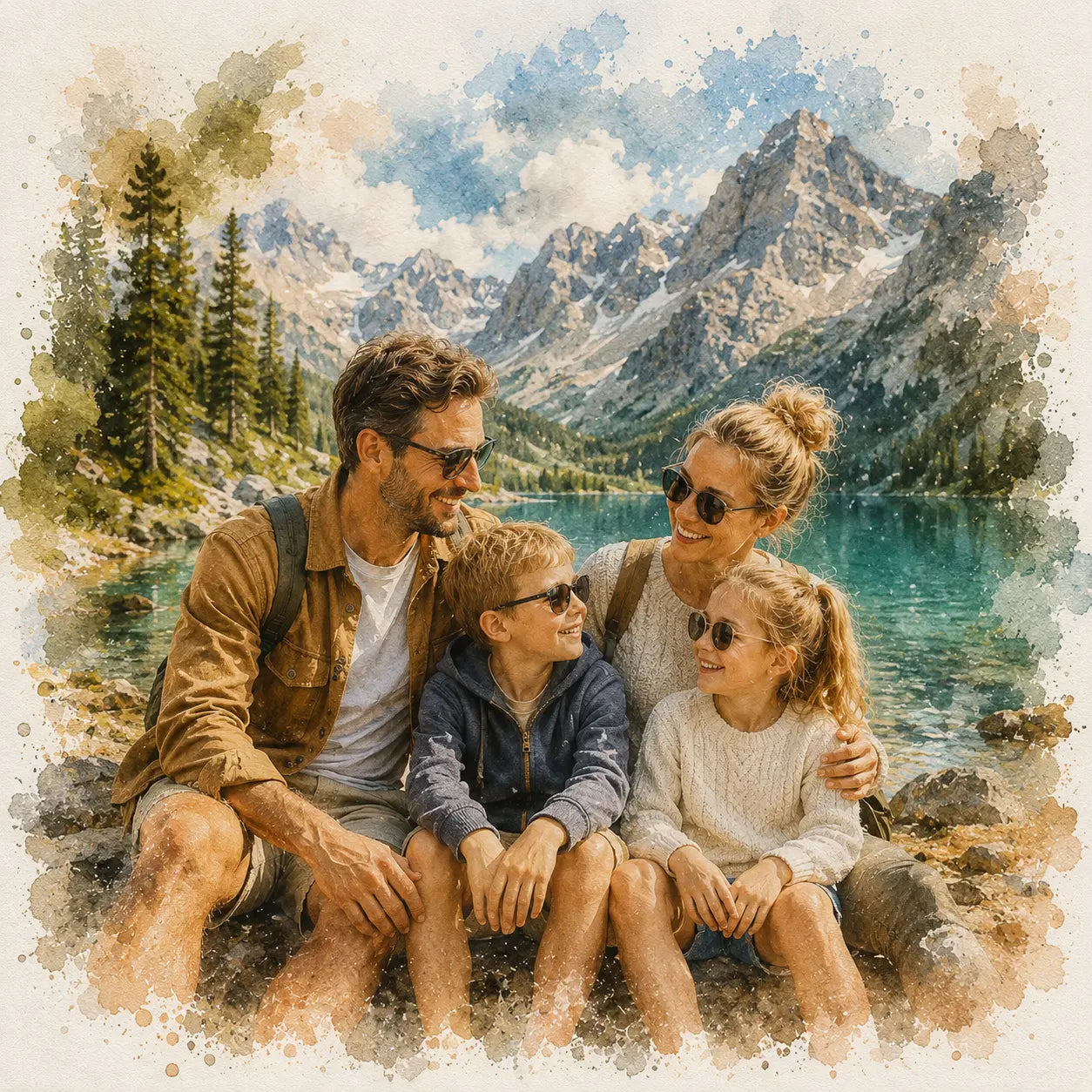 Recreate Favourite Holiday Photo Personalised Watercolour Travel Portrait