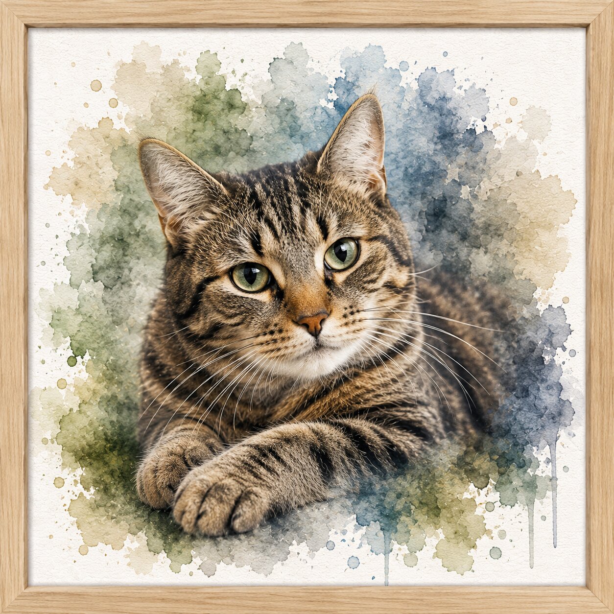 Custom Cat Watercolour Portrait from Photo Personalised Cat Lover Wall Art Gift