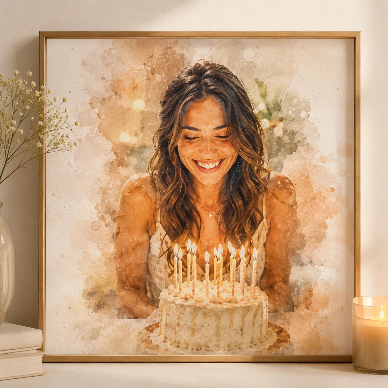 Custom Birthday Portrait Illustration from Photo Personalised Birthday Gift Artwork