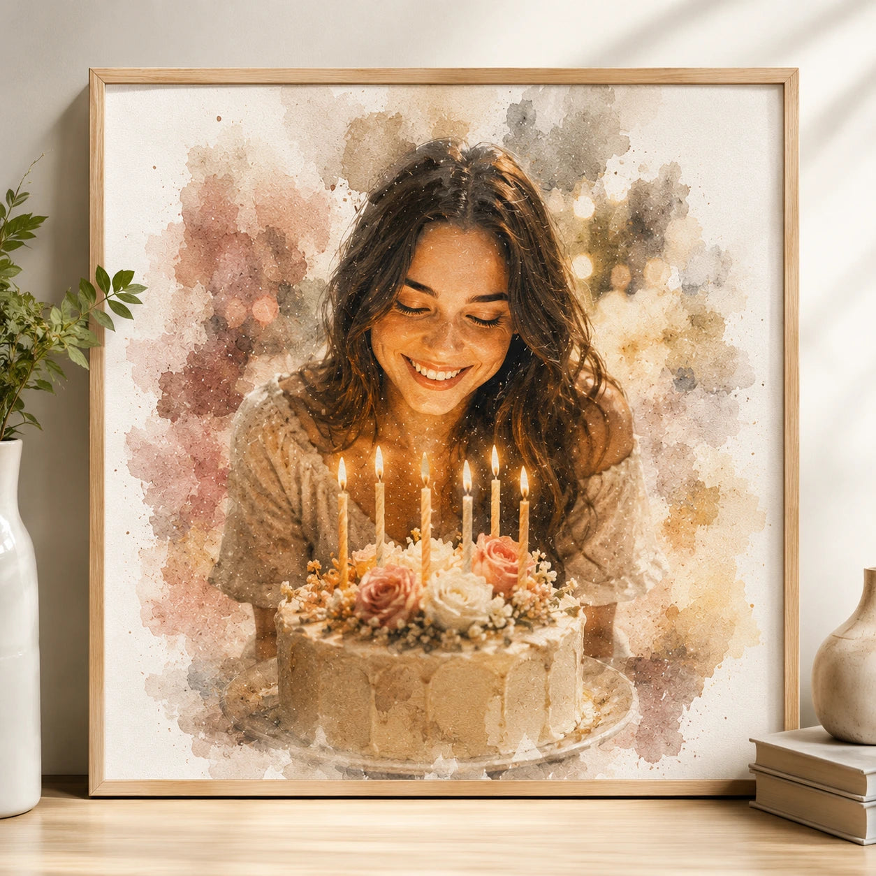 Custom Birthday Portrait Illustration from Photo Personalised Birthday Gift Artwork