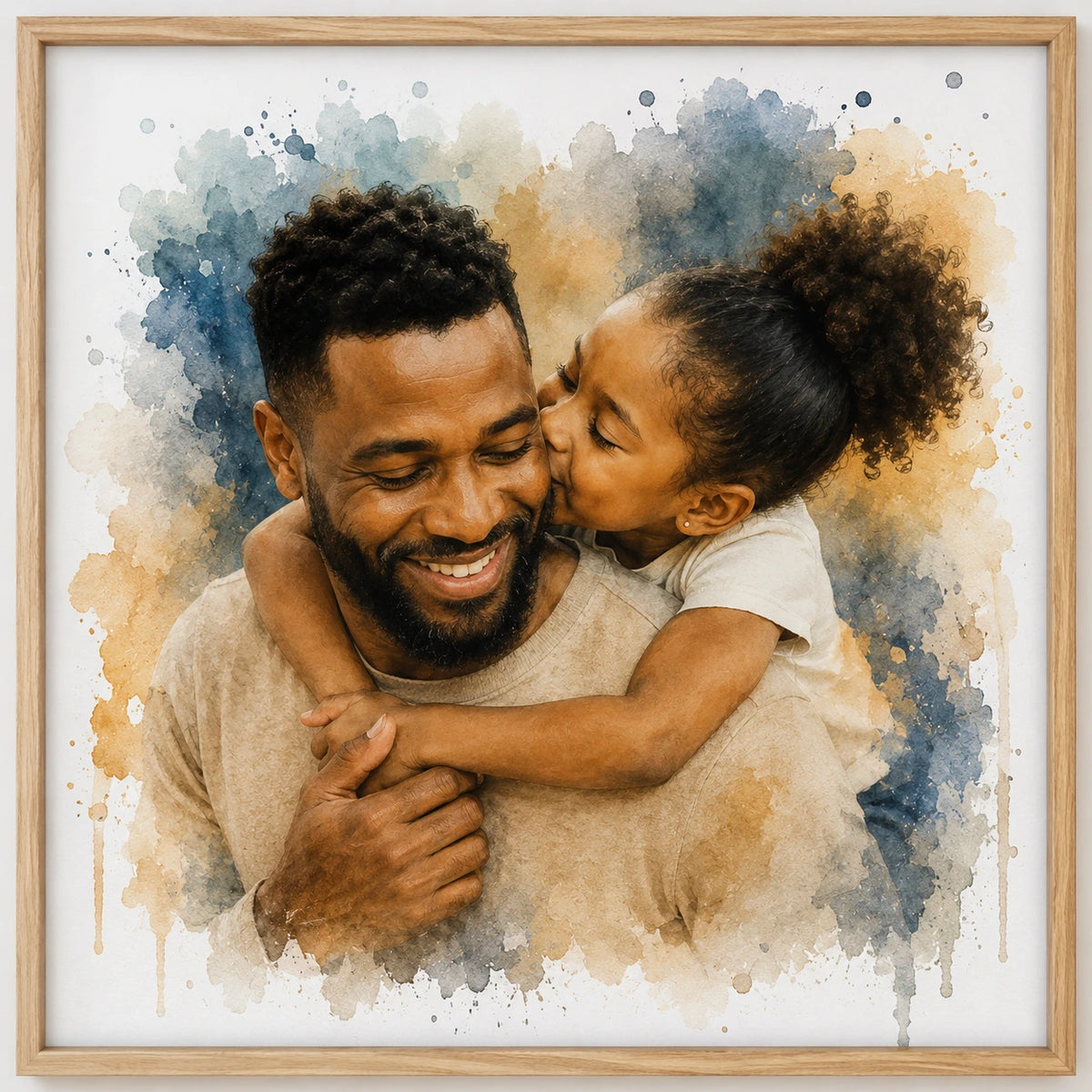 Father’s Day Custom Portrait from Photo Personalised Gift for Dad Watercolour Artwork